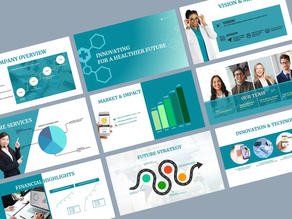 Healthcare Company Presentation Design with Data Visualization