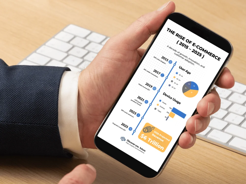 E-Commerce Growth Infographic 2015–2025